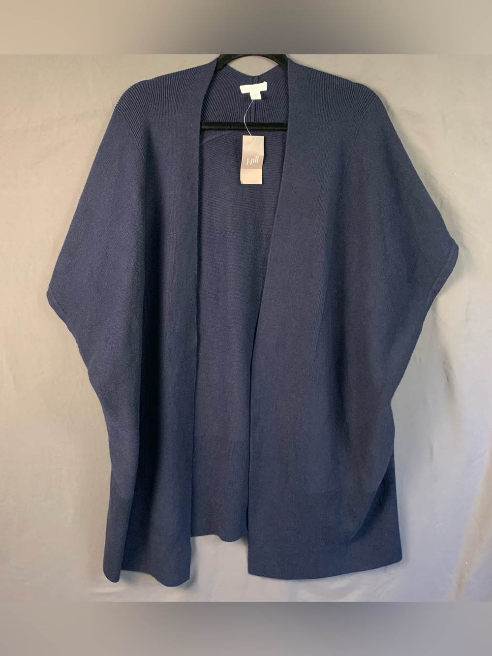 J. Jill Navy Open-Front Knit Runa Wrap -Open Front Poncho sweater 3X